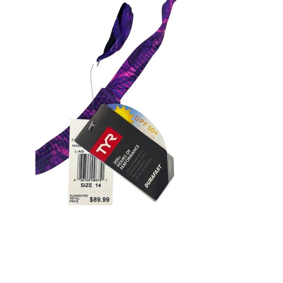 TYR WOMEN’S MONACO V-NECK SHEATH, SWIMSUIT,  Purple, Size 14 - Picture 9 of 13